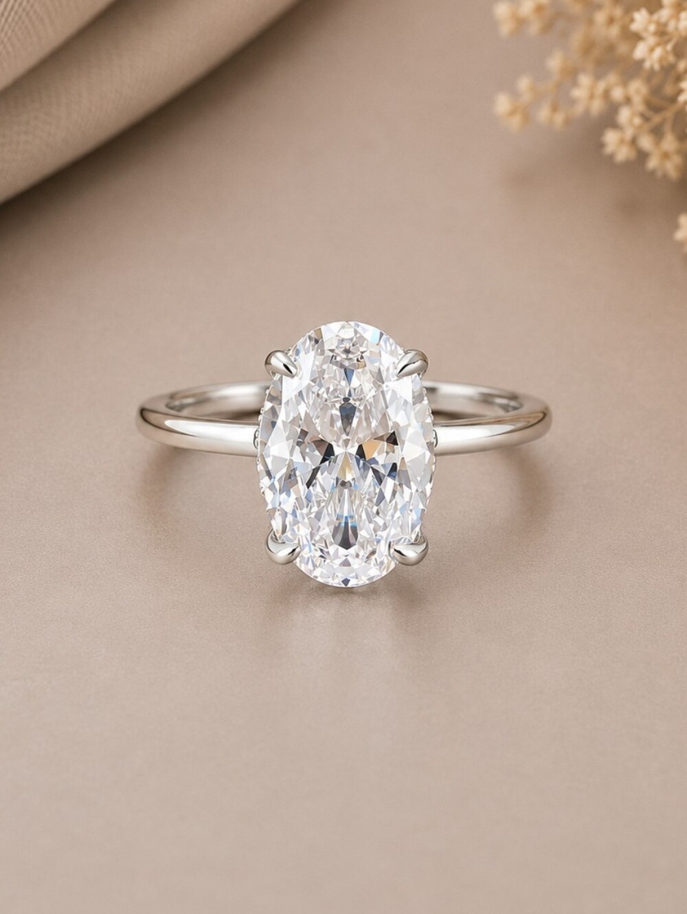 Oval Solitaire Ring in Silver